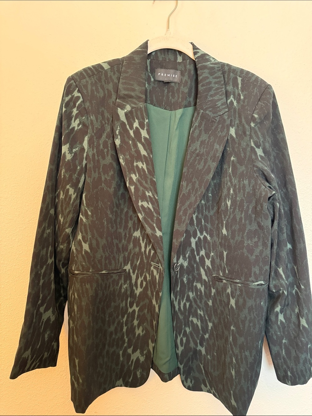 Premise Green Animal-Print Blazer Jacket